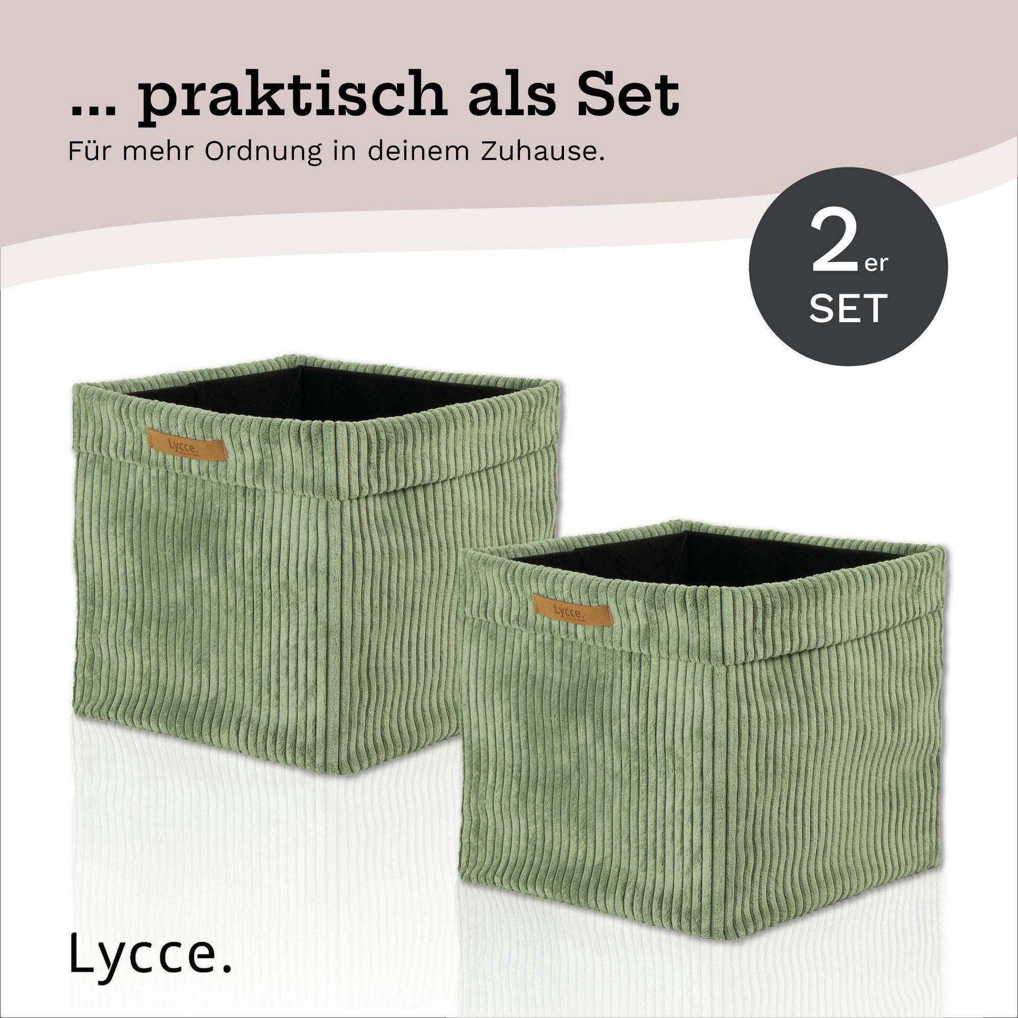 Lycce Regalkorb Kallax Boxen Cord 2er Set salbei, Aufbewahrungsbox faltbar 33x33x31cm (2 St) – Bild 5 von 5