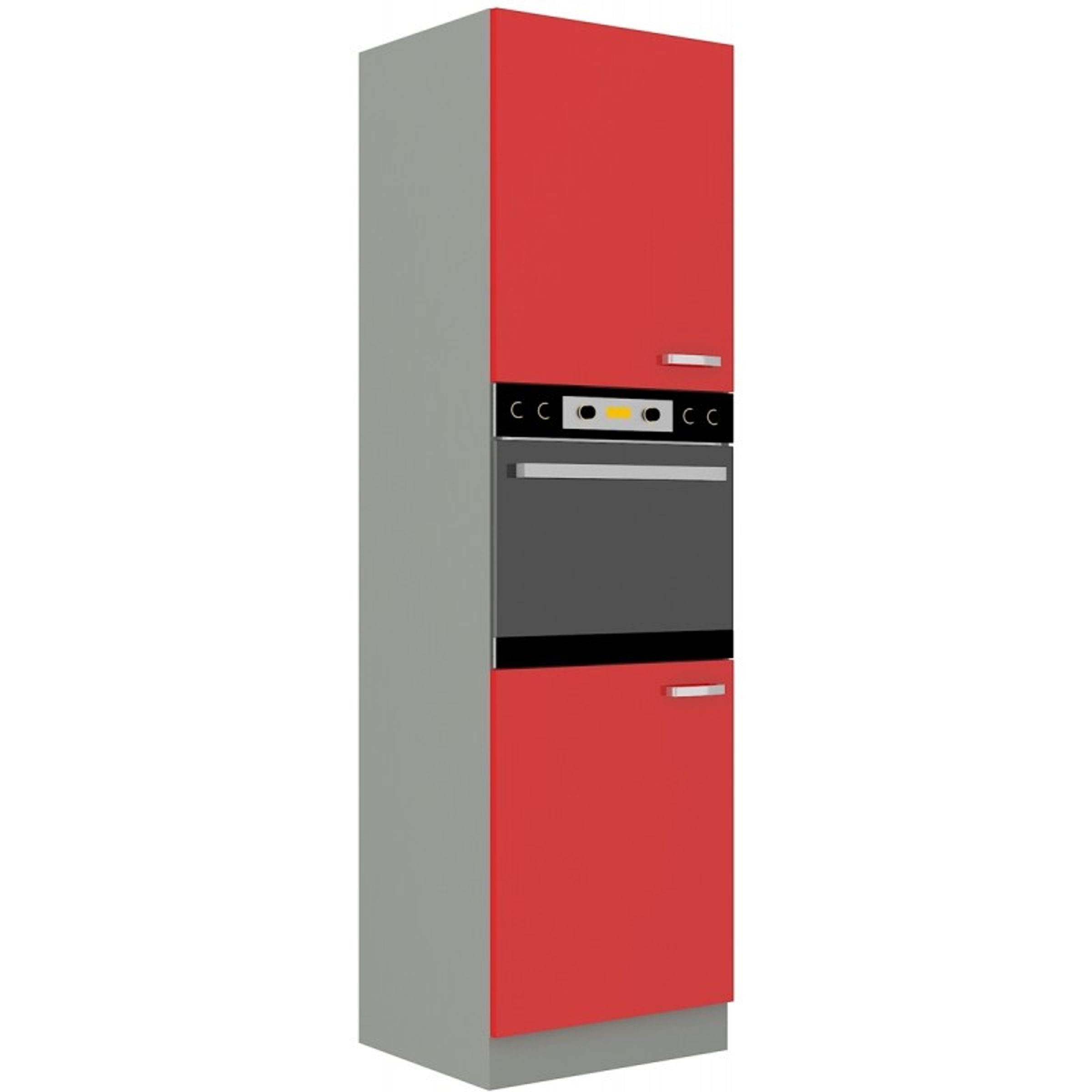Hochschrank Küchenzeile Küchen-Preisbombe Küche 60 cm Rot Hochglanz + Grau Rose Küchenblock Bianca