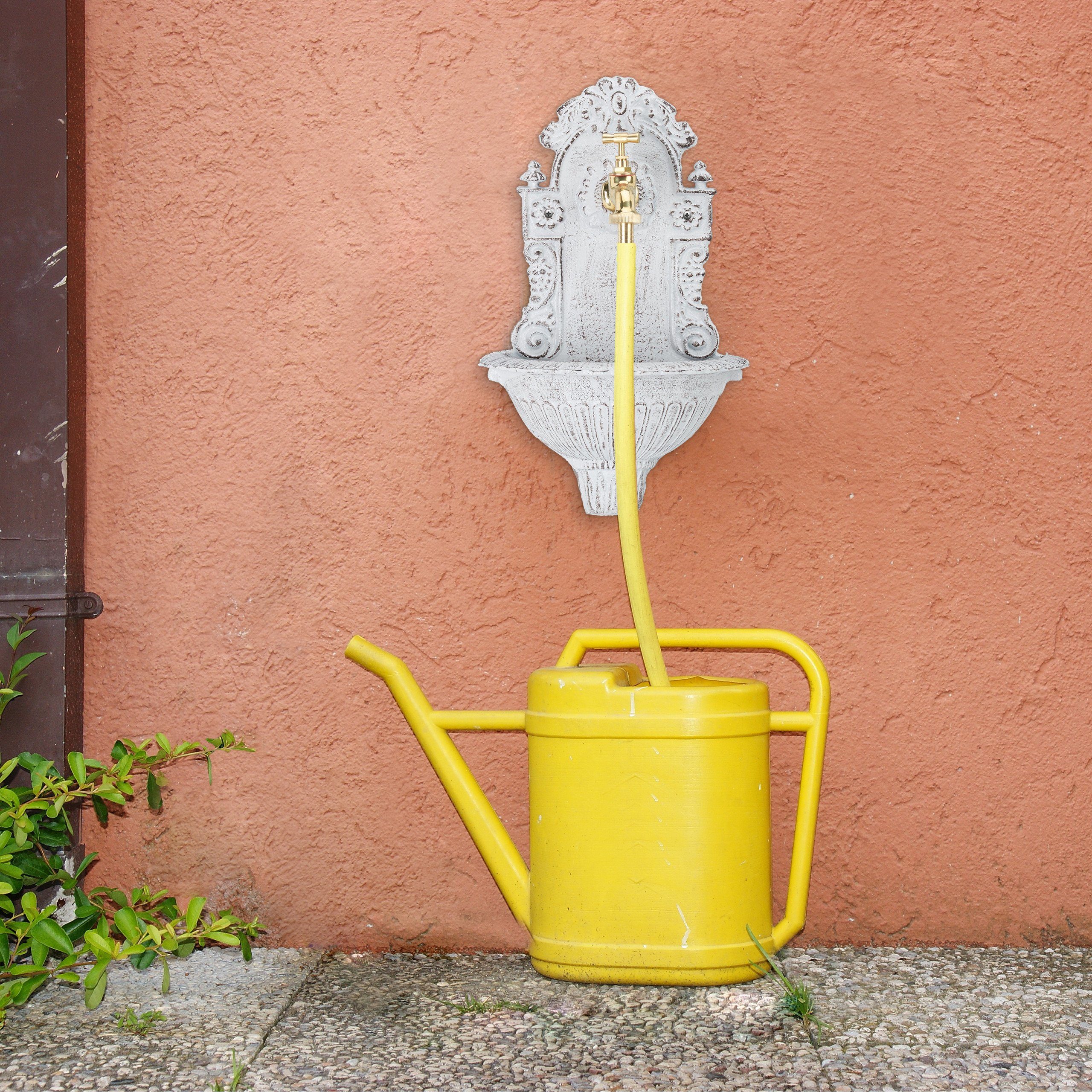 relaxdays Gartenbrunnen Wandbrunnen antik, Weiß günstig online kaufen