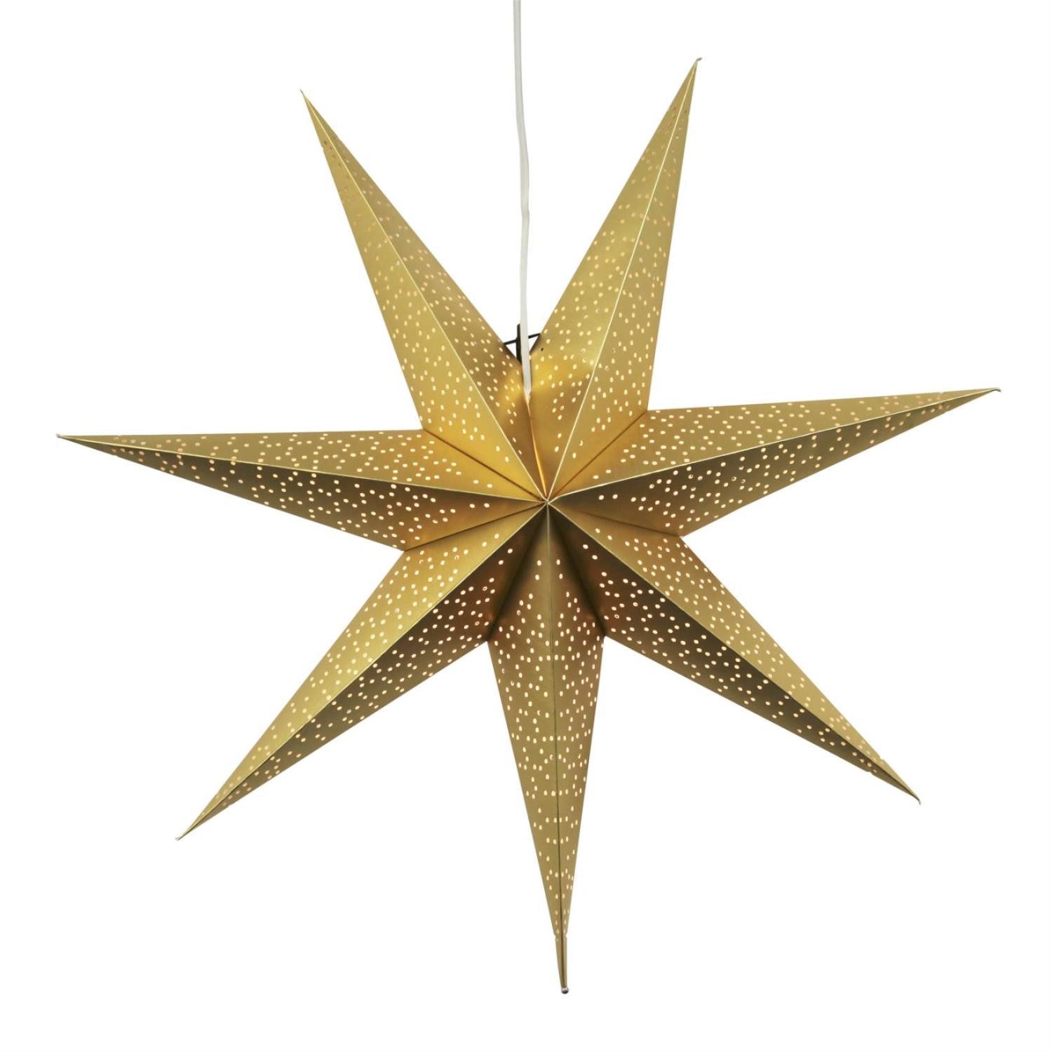 STAR TRADING LED Stern Papierstern Leuchtstern Faltstern 7zackig hängend 70cm mit Kabel gold