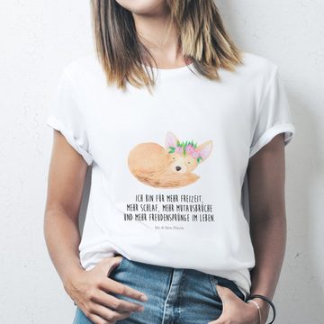 Mr. & Mrs. Panda T-Shirt Wüstenfuchs Blumenkranz - Weiß - Geschenk, Wildtiere, Damen, Gebursta (1-tlg)