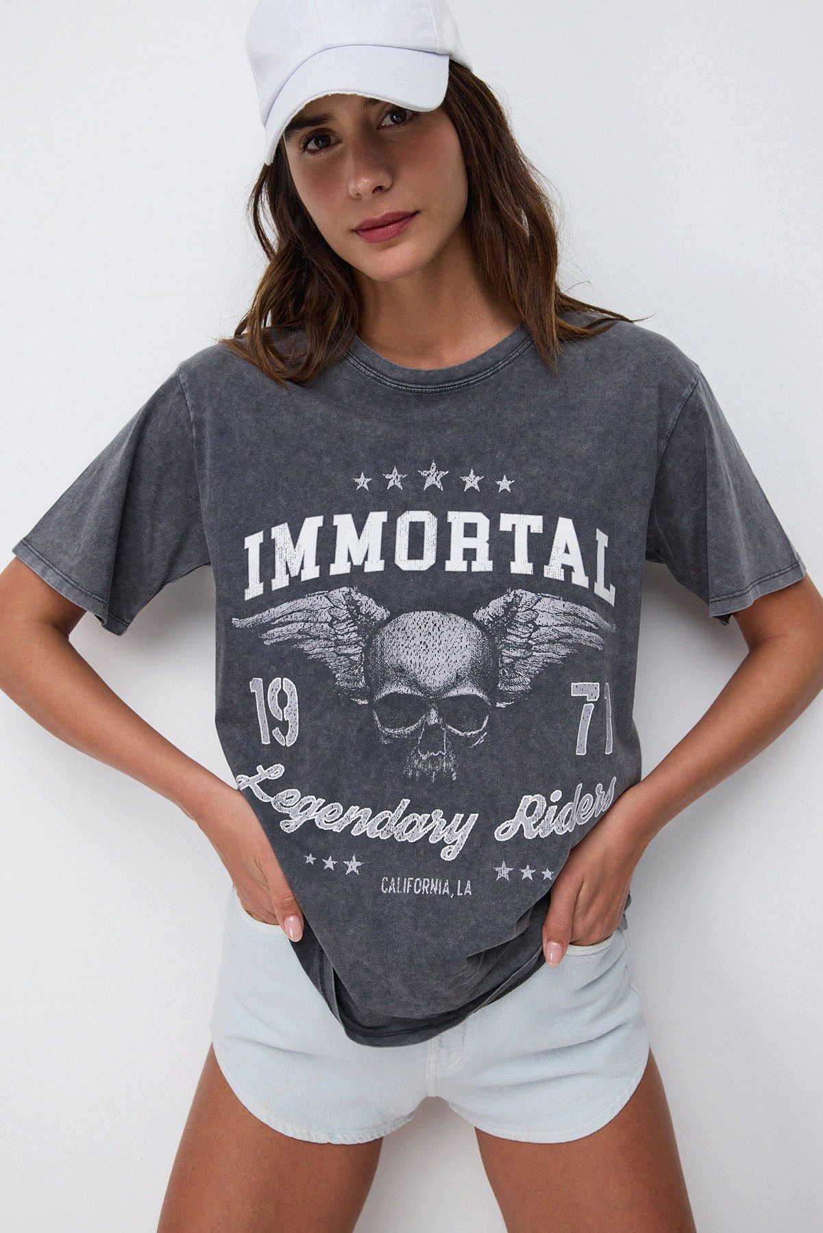 No Matter What T-Shirt Bedrucktes Gewaschenes Oversized-T-Shirt günstig online kaufen