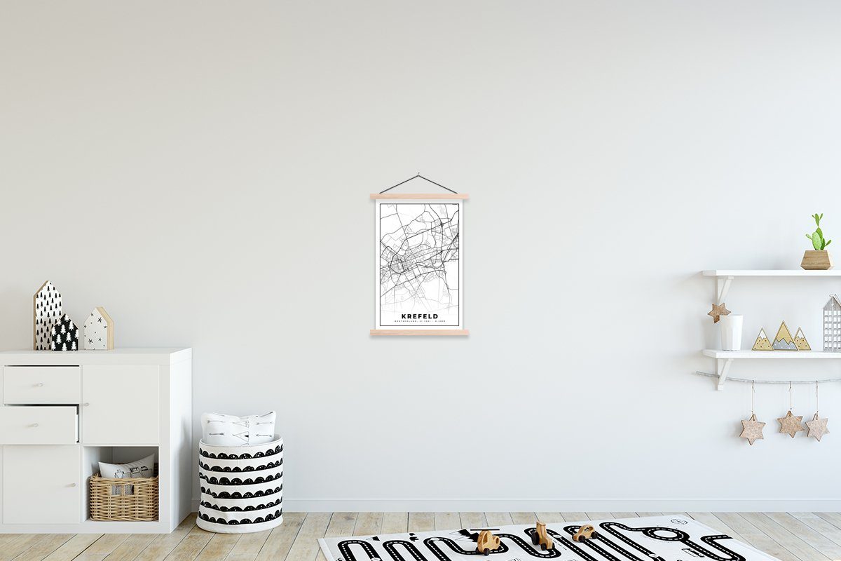 Magnetisch Krefeld Poster St), - Wohnzimmer, MuchoWow Karte - für Posterleiste, Stadtplan, Bilderleiste, (1 Textilposter