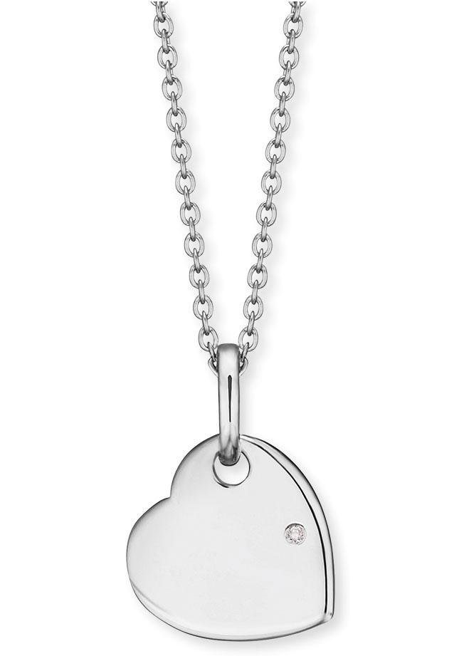 Engelsrufer Herzkette Kette mit Herz, HEN-ID-HEART-ZI, mit Zirkonia,  Zeitlose Halskette mit gravierbarem Herz-Anhänger