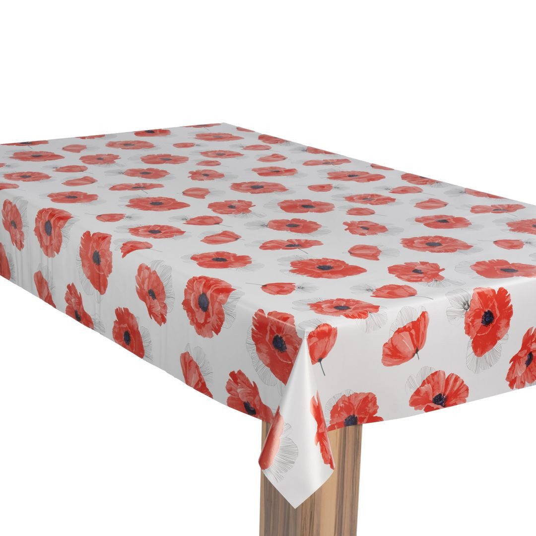 laro Tischdecke Wachstuch-Tischdecke Gartentischdecke Mohnblume Schmetterli günstig online kaufen