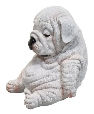 Fachhandel Plus Dekofigur Englische Bulldogge Hundewelpe sitzend weiß