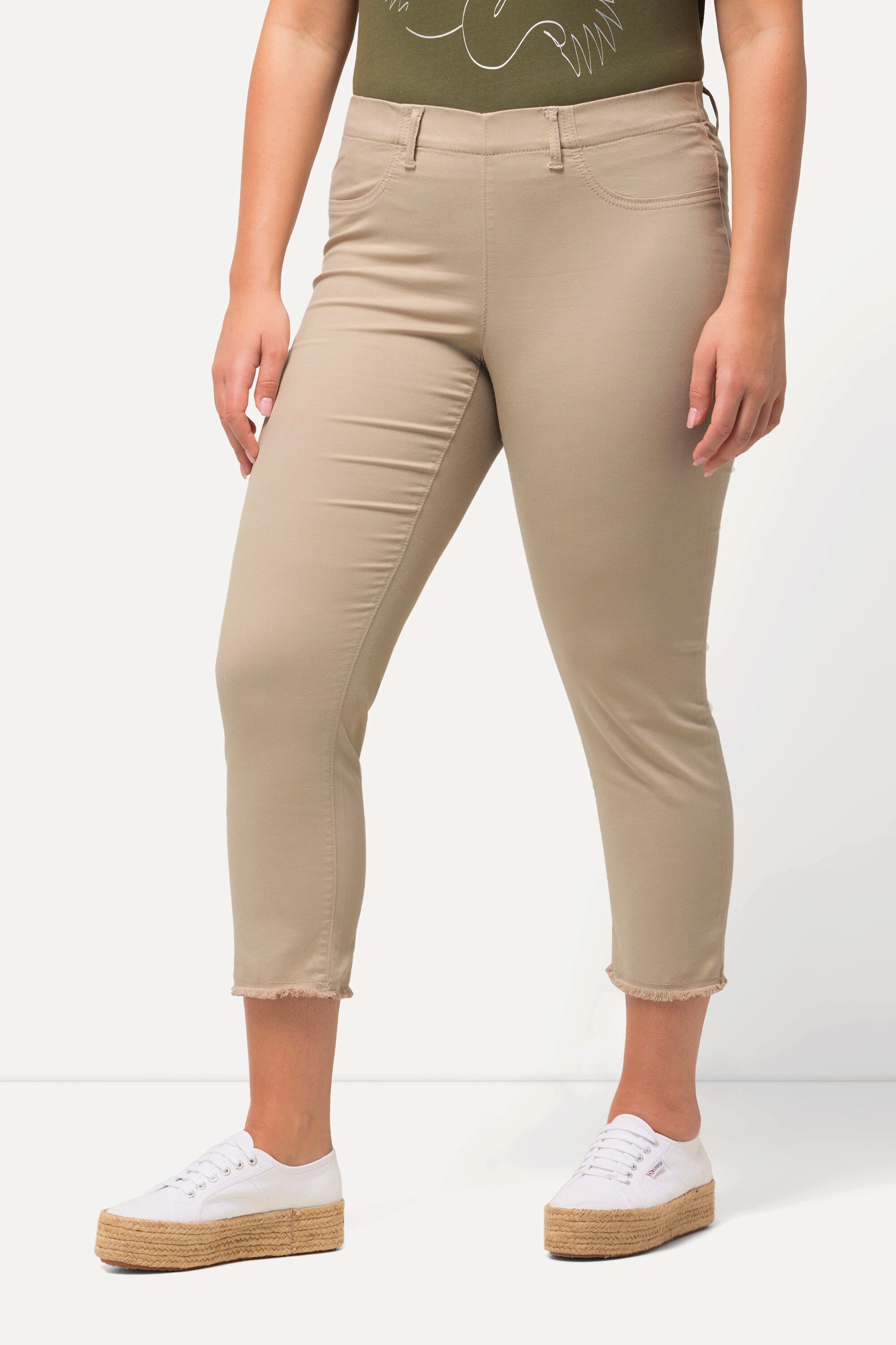 Ulla Popken 7/8-Hose 7/8-Hose Sienna Fransensaum schmales Bein günstig online kaufen