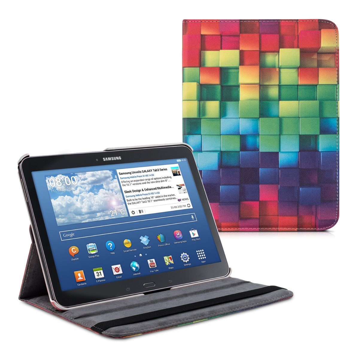 kwmobile Tablet-Hülle »Hülle für Samsung Galaxy Tab 4 10.1 T530 / T535«,  360° Tablet Schutzhülle Cover Case - Regenbogen Würfel Design