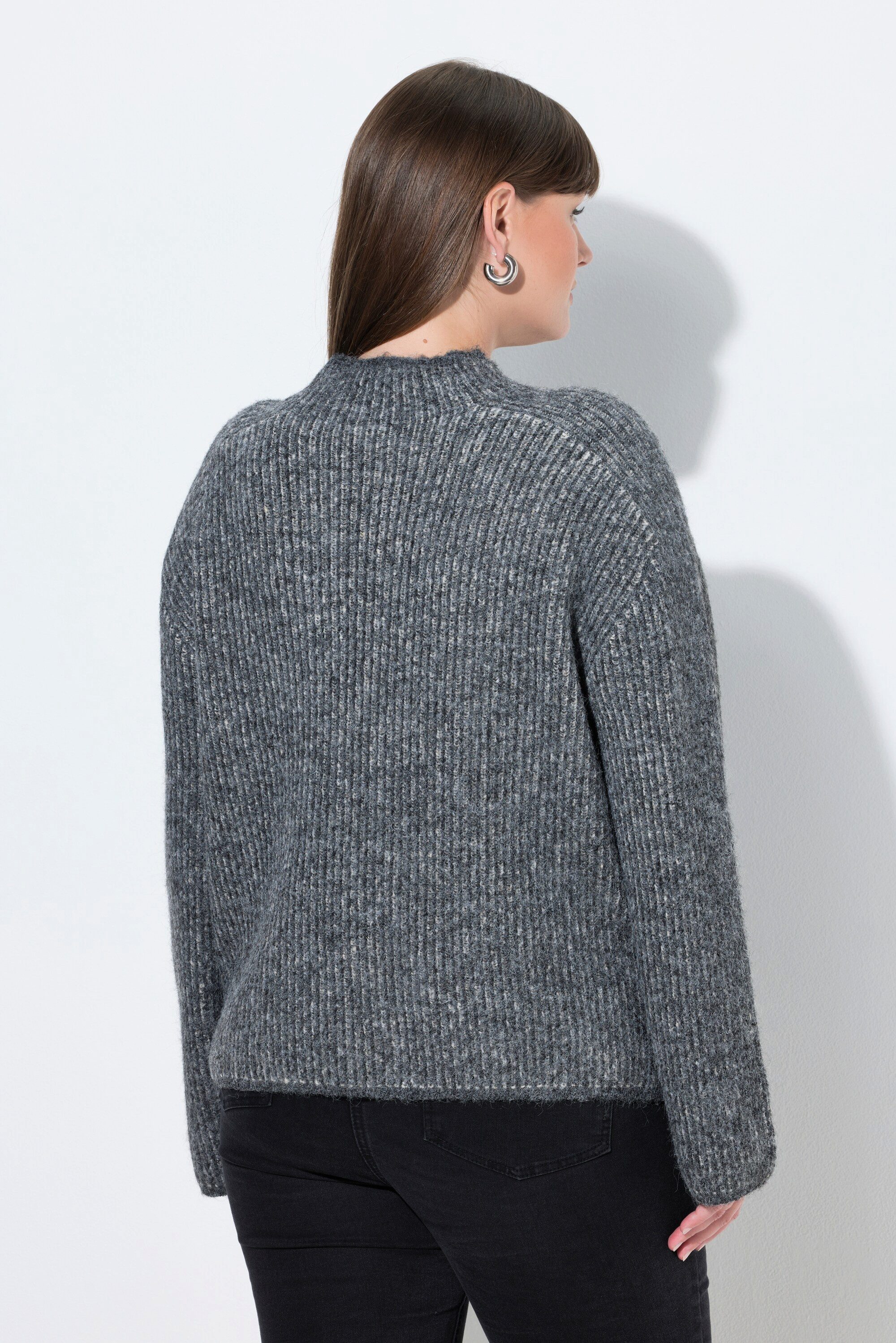 Ulla Popken Strickpullover Pullover Streifen Stehkragen Langarm