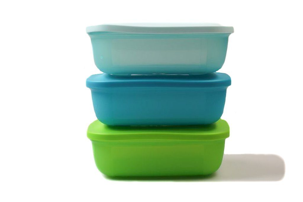 TUPPERWARE Frischhaltedose Kühlschrank 500 ml eckig (3) türkis +blau +grün