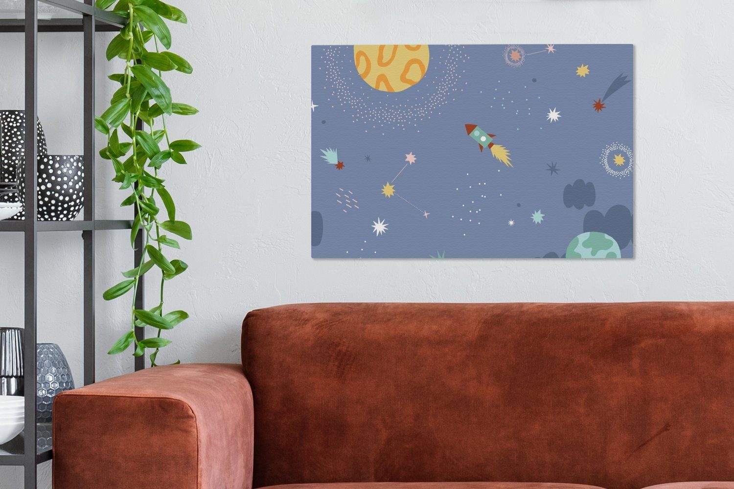 Weltraum Sterne, - Aufhängefertig, 60x40 cm Leinwandbilder, OneMillionCanvasses® (1 Leinwandbild Kinderzimmer Wanddeko, bunt - St), Wandbild