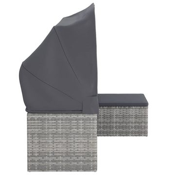 vidaXL Loungesofa 3-Sitzer-Gartensofa mit Dach und Fußhocker Grau Poly Rattan, 1 Teile
