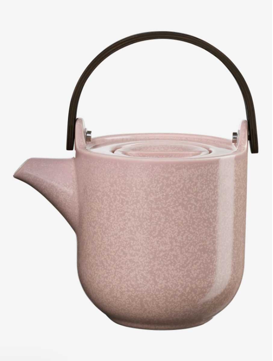 ASA SELECTION Teekanne Coppa Hanami groß mit Edelstahlfilter Porzellan 1 L rosa glänzend, (1-St), mit Holzgriff