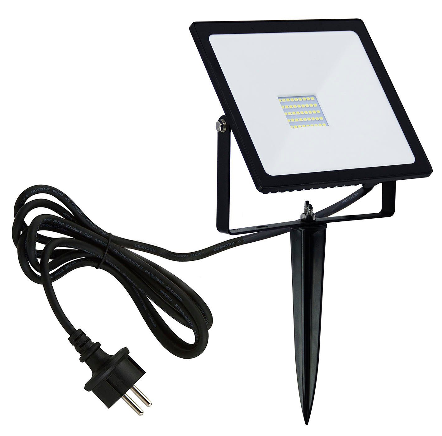 TRANGO LED Außen-Wandleuchte, 65-503 *SAVETY* LED Gartenstrahler IP65 50 Watt, Teichstrahler, Außenstrahler, Fluter, Flutlicht 3000K warmweiß Außenwandstrahler, warmweiß, Wegbeleuchtung, Strahler, Außenleuchte, Wandlampe