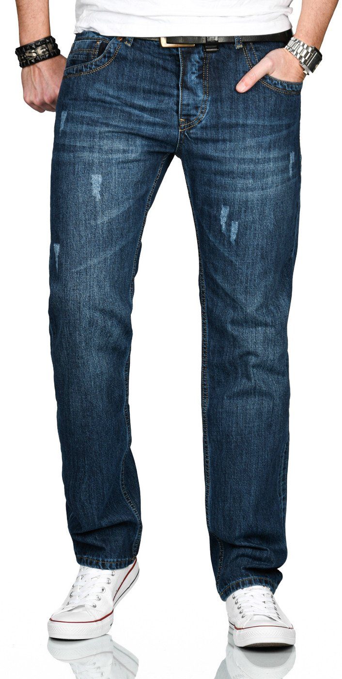 Alessandro Salvarini Straight-Jeans ASCarlo mit geradem Bein mittelblau