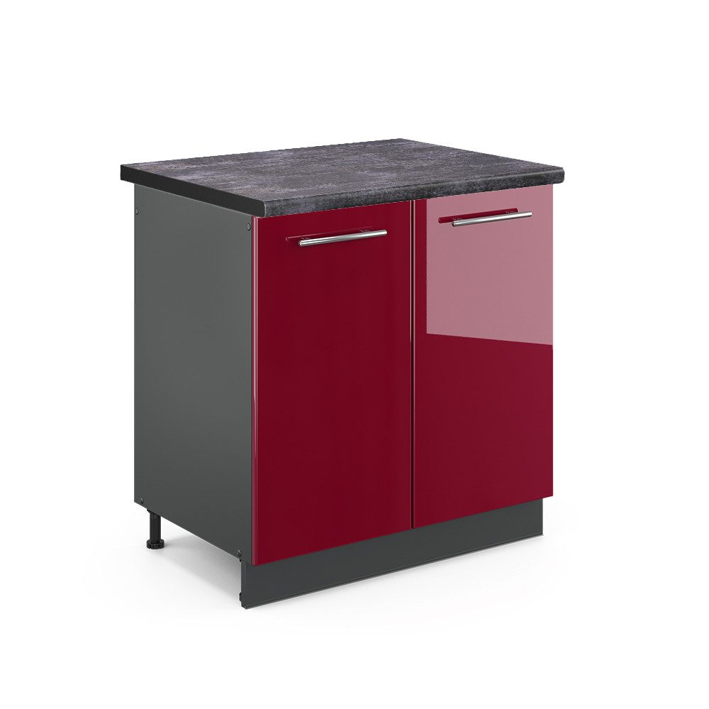 Vicco Spülenunterschrank Fame-Line, Bordeaux Hochglanz/Anthrazit, 80 günstig online kaufen