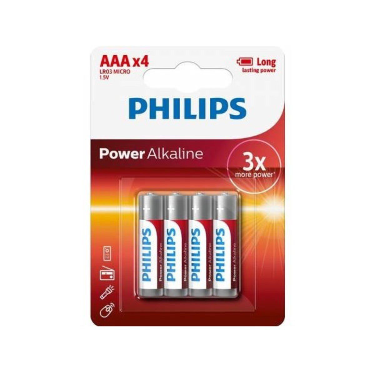 Philips Philips Battery Power Alkaline AAA LR03 LR3 Power Alkaline 4 Stück Verlängerungskabel