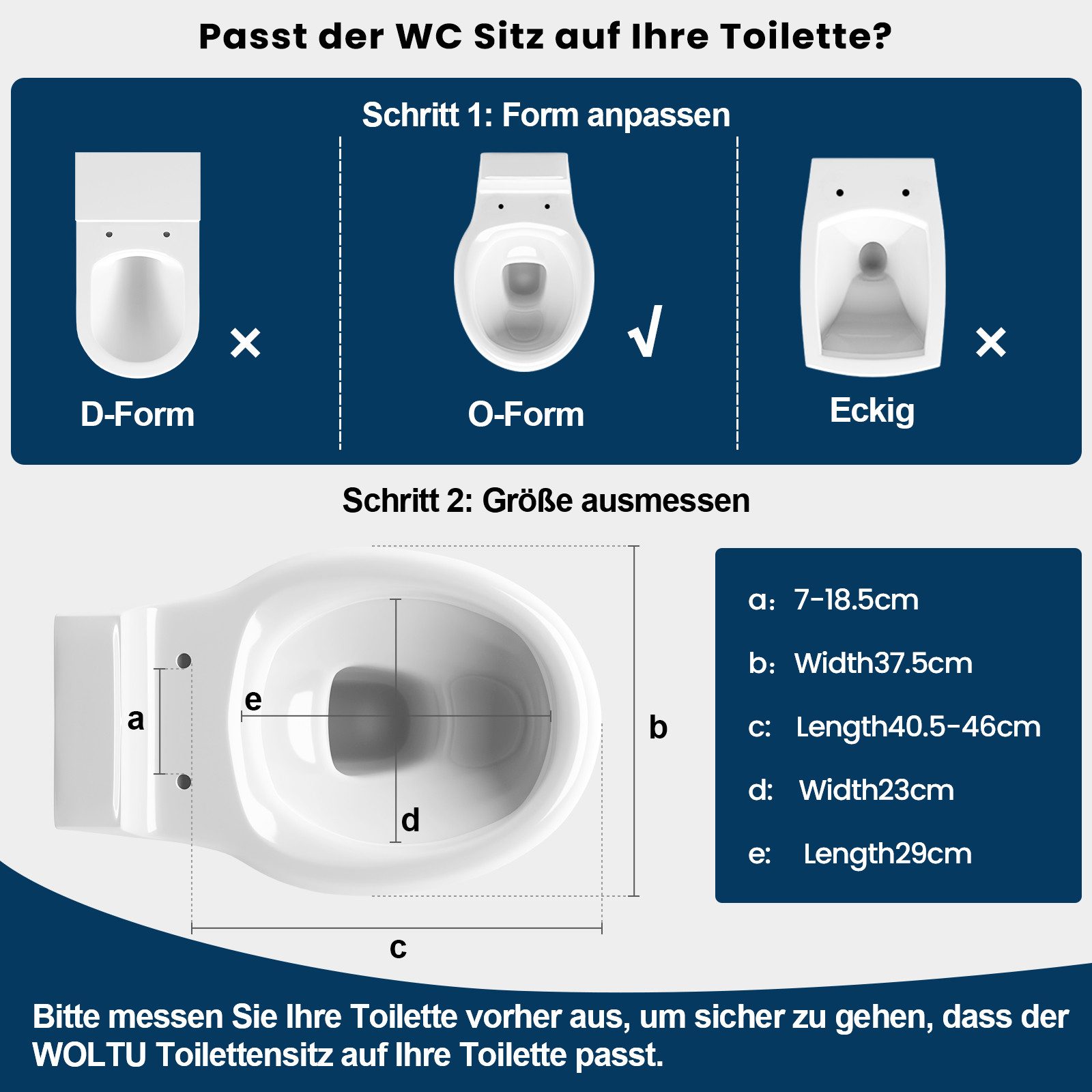 Woltu WC-Sitz (1-St), mit Absenkautomatik Duroplast Softclose Antibakterielle