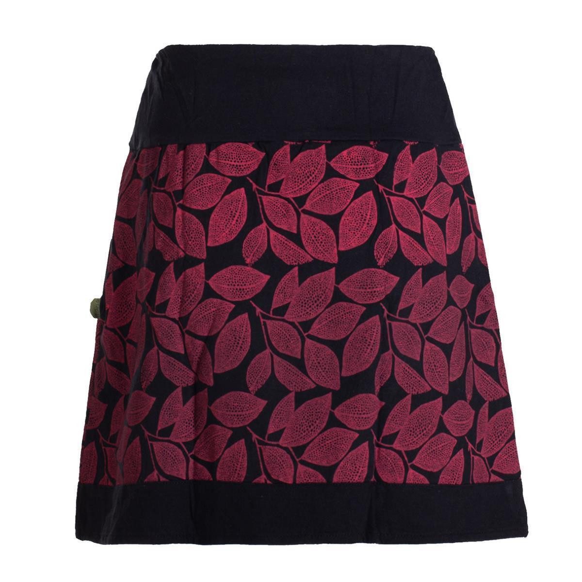 Vishes Minirock Kurzer Rock Damen Elfen Mini-Rock Blätter-Röcke florales Muster Hippie Style