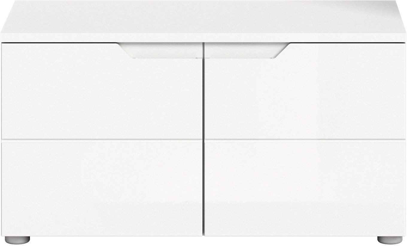 xonox.home Schuhbank, Weiß Hochglanz Softclose Melamin Modern 80x43x37 cm