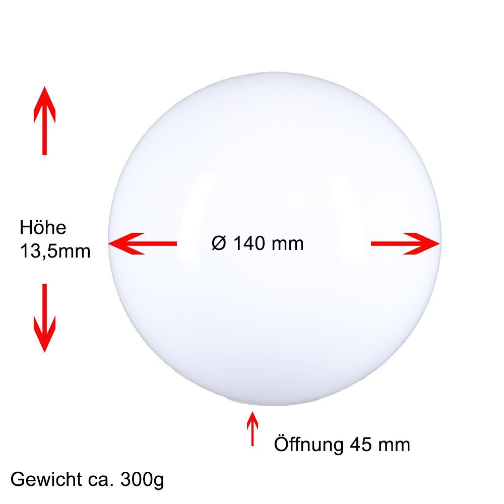 Home4Living Lampenschirm Kugelglas weiß glänzend Ø 140mm Lampenglas Ersatzglas, Dekorativ