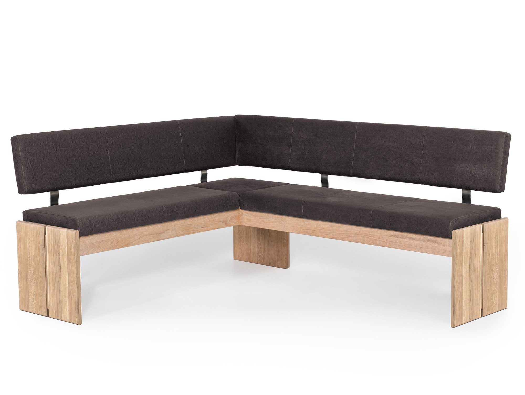 Moebel-Eins Eckbank, SIRION Eckbank mit Truhe aus Eiche, Material Massivholz/Bezug Mikrofaser