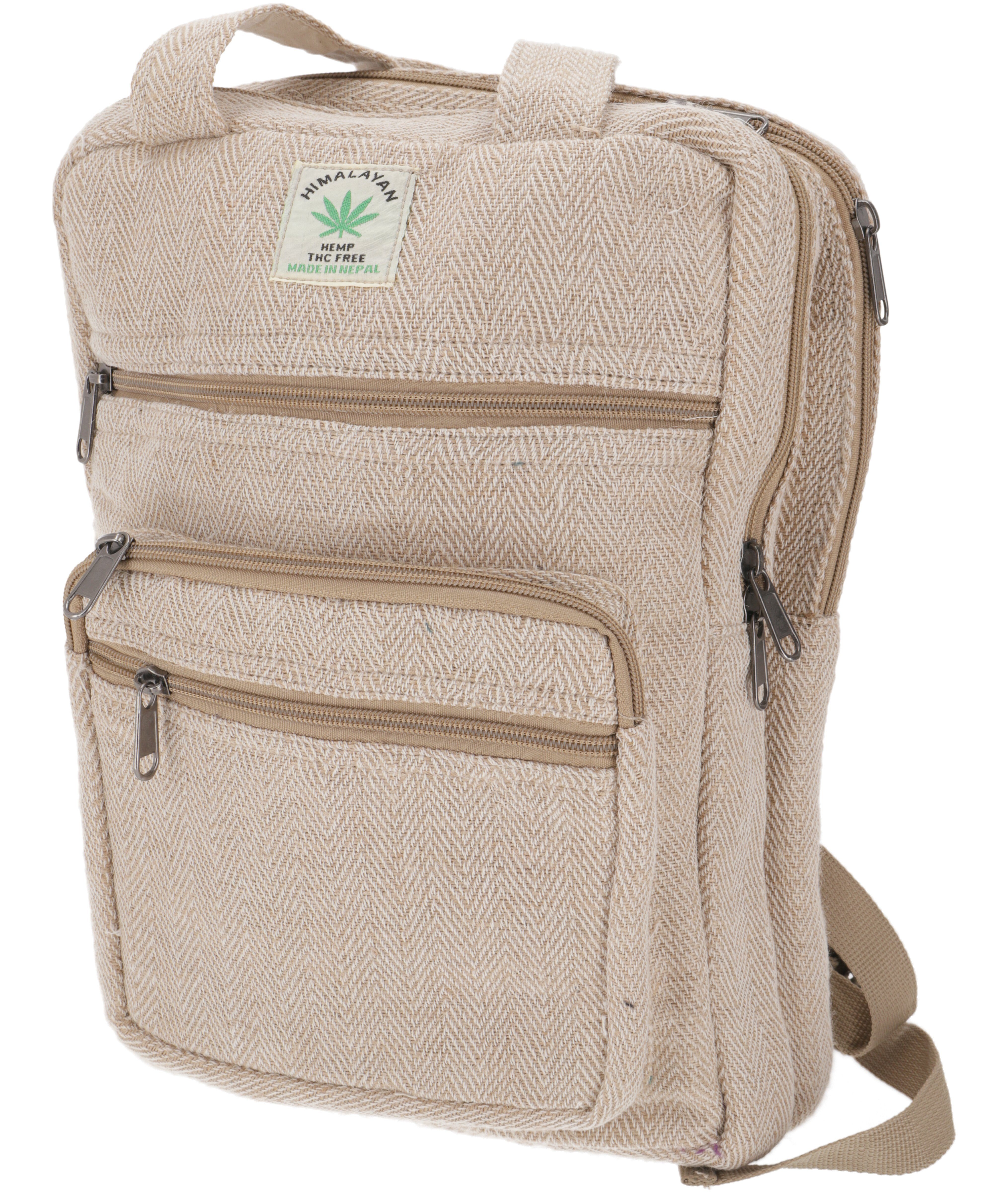 Guru-Shop Freizeitrucksack Ethno Hanf Rucksack, Laptoptasche - natur