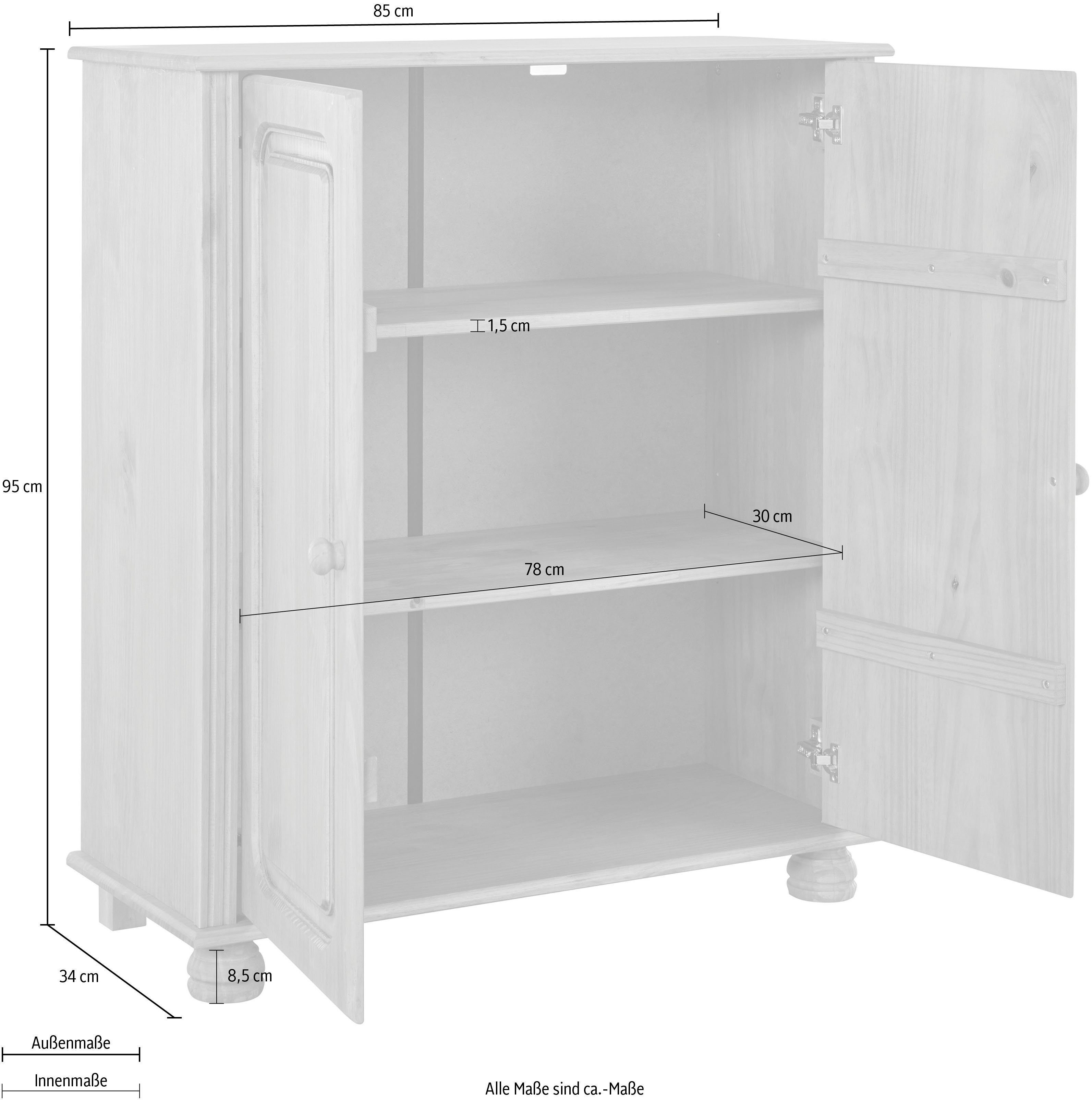 cm, dunkelbraun 95 Breite cm Midischrank Höhe Einlegeböden, 85cm, Tiefe 34 Home 2 Mit Mette affaire