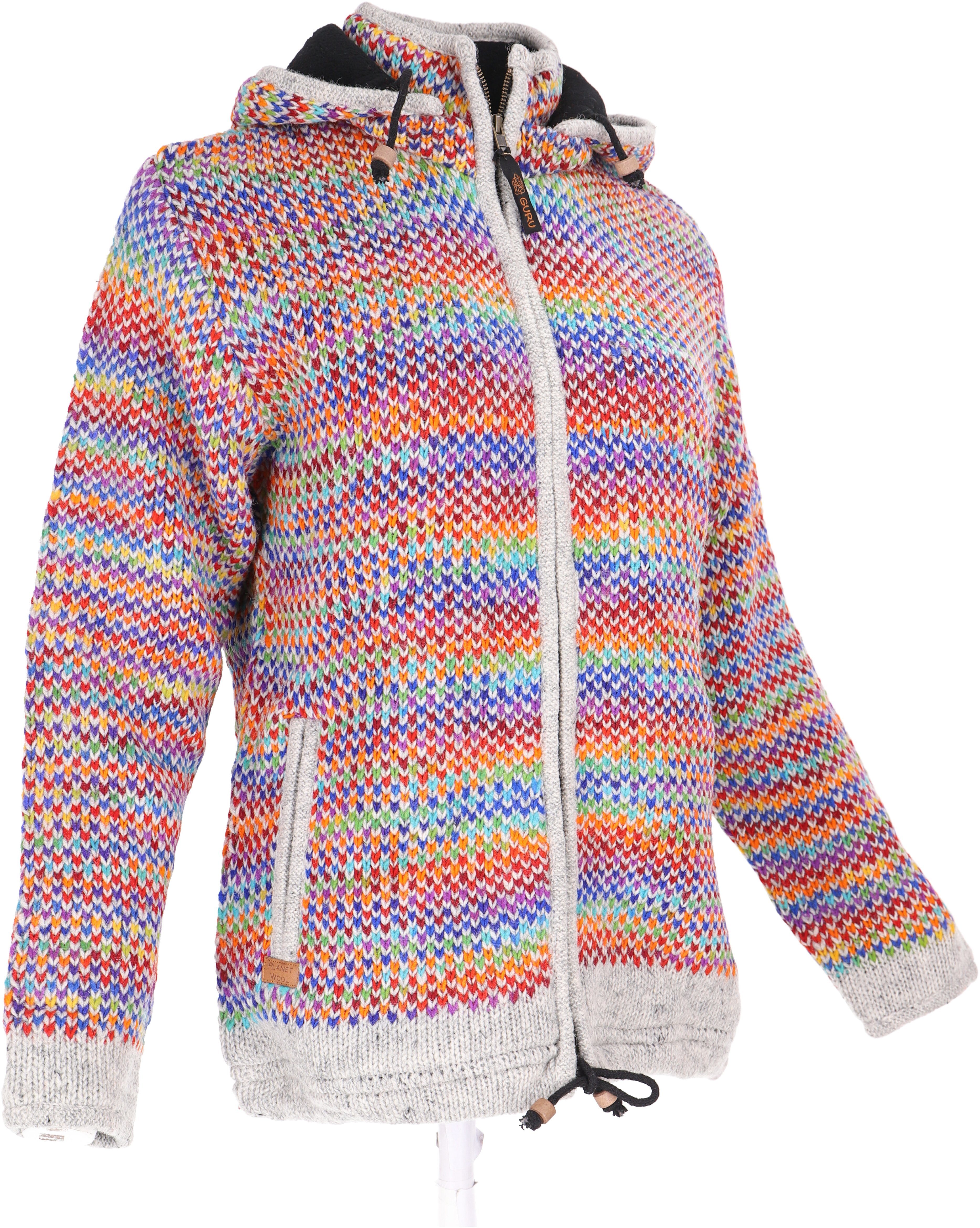 Guru-Shop Langjacke Kuschelige gefütterte Strickjacke, gestreifte.. günstig online kaufen