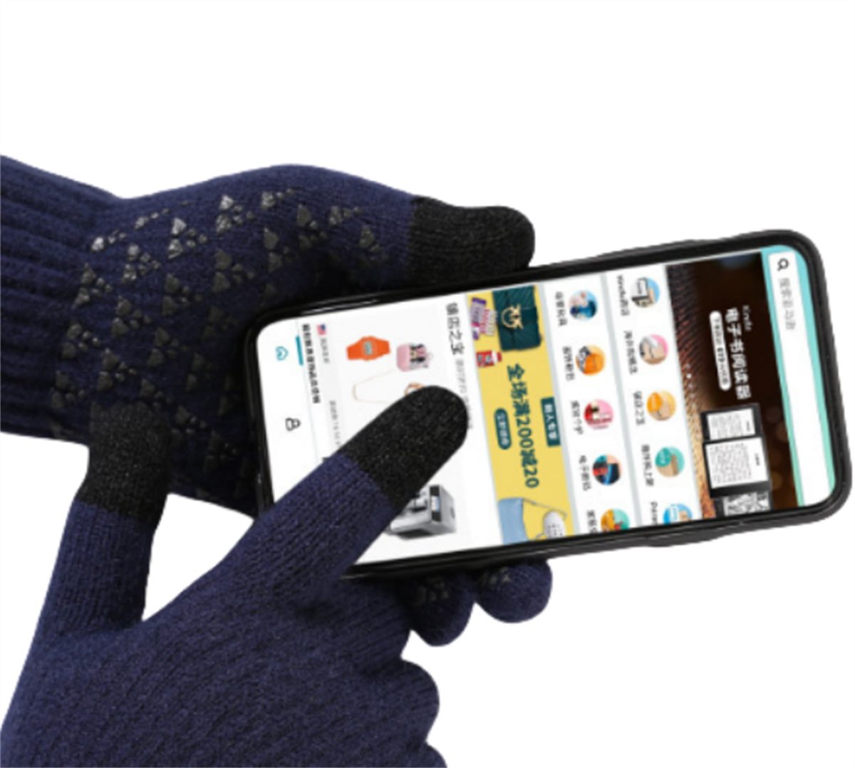 Touchscreen Farbblockierung Winter-Strickhandschuhe und selected Blau mit Gelb Strickhandschuhe Warme / carefully