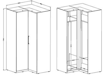 Helvetia Eckschrank Optima (Optima, 1-St., Kleiderschrank) 109x64x216cm weiß - weiß Hochglanz