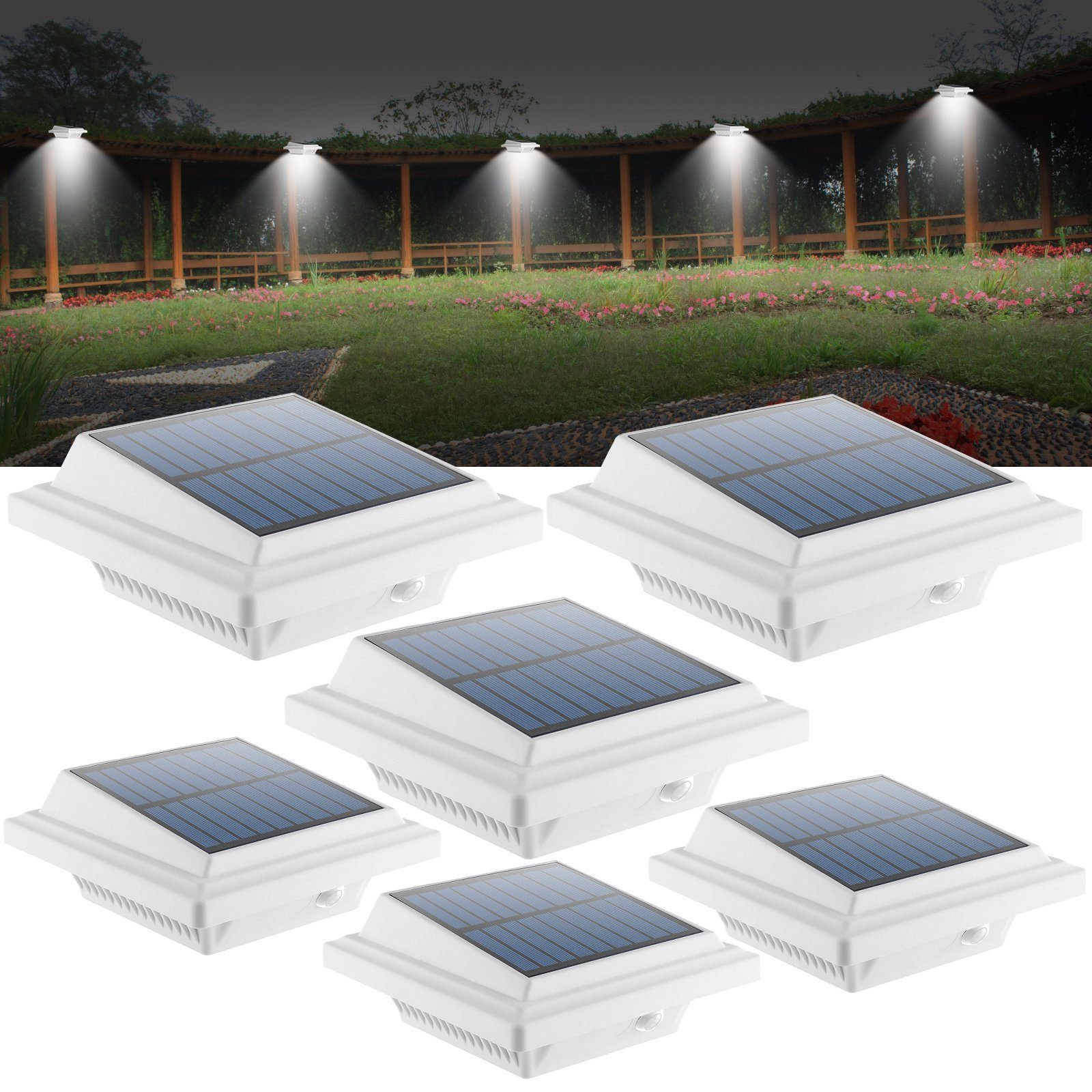 Weiß Außen LED safety Home Dachrinnenleuchte Lichtsensor 40LEDs, Solarleuchte