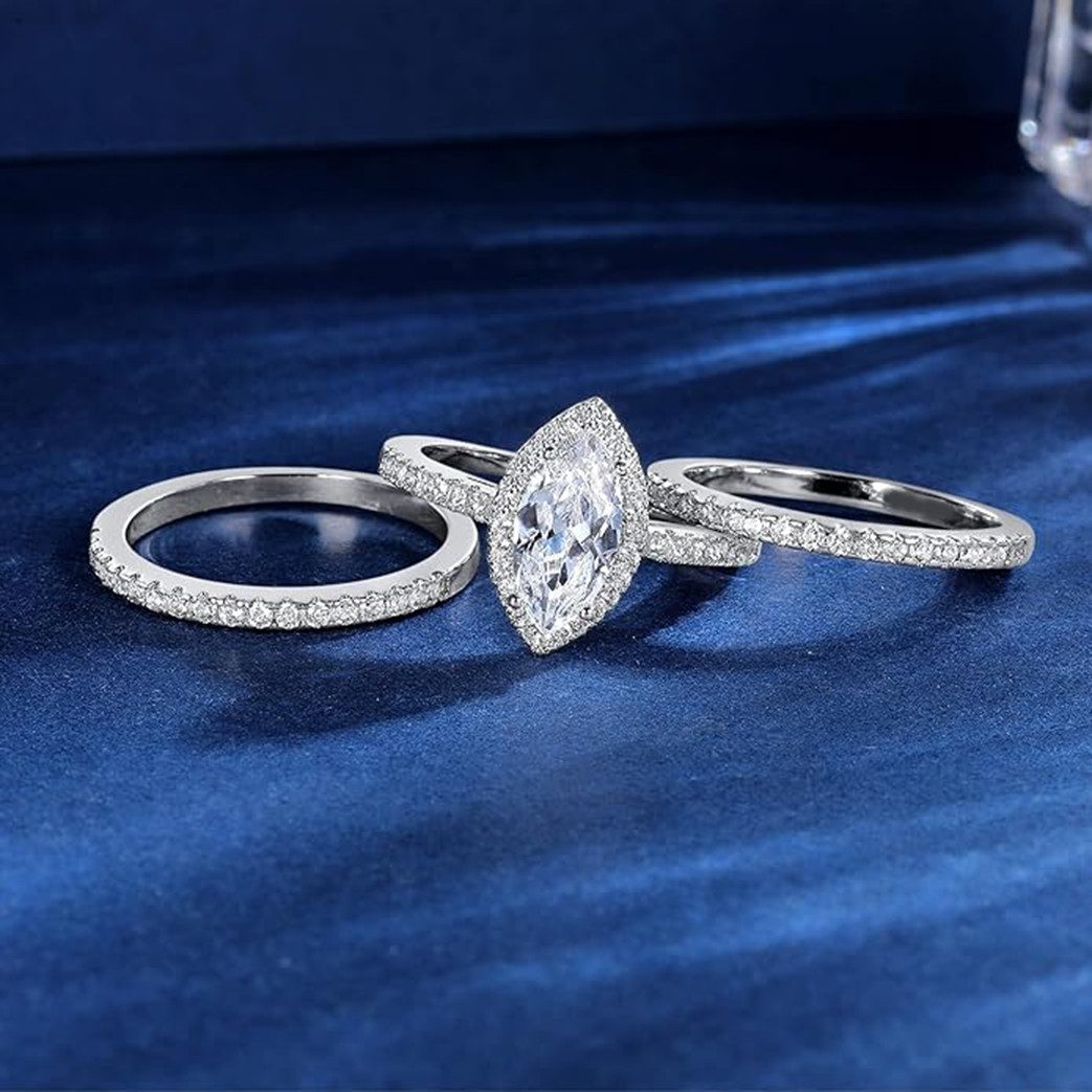 Jumpeak Verlobungsring Ring-Set,Im Labor gezüchteter Diamant3ct,D,VS1,2EX,Damen-Diamantring, Geschenk für frau,Geschenk ideen für frau,Liebes geschenk für sie
