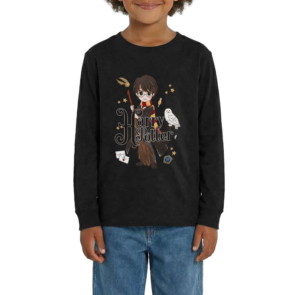Spreadshirt T-Shirt Harry Potter Elemente Teenager Premium Langarmshirt (1-tlg)