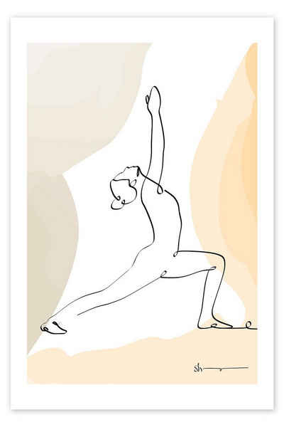 Posterlounge Poster Yoga In Art, Krieger Pose I (Virabhadrasana), Fitnessraum Minimalistisch Illustration