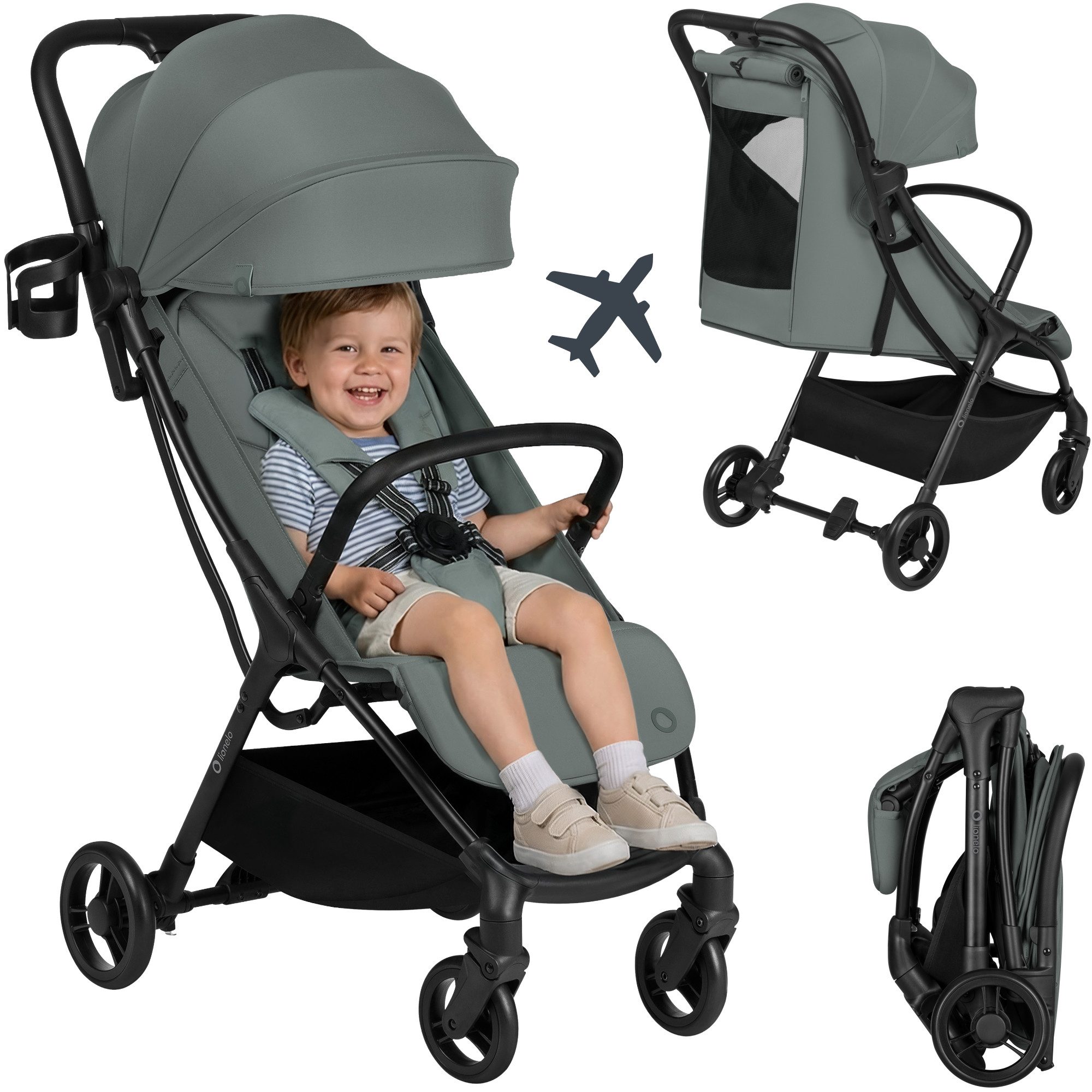 lionelo Kinder-Buggy AGIA, (Set), Leicht/Auto-Fold/kompakt/steht frei/bis 22kg