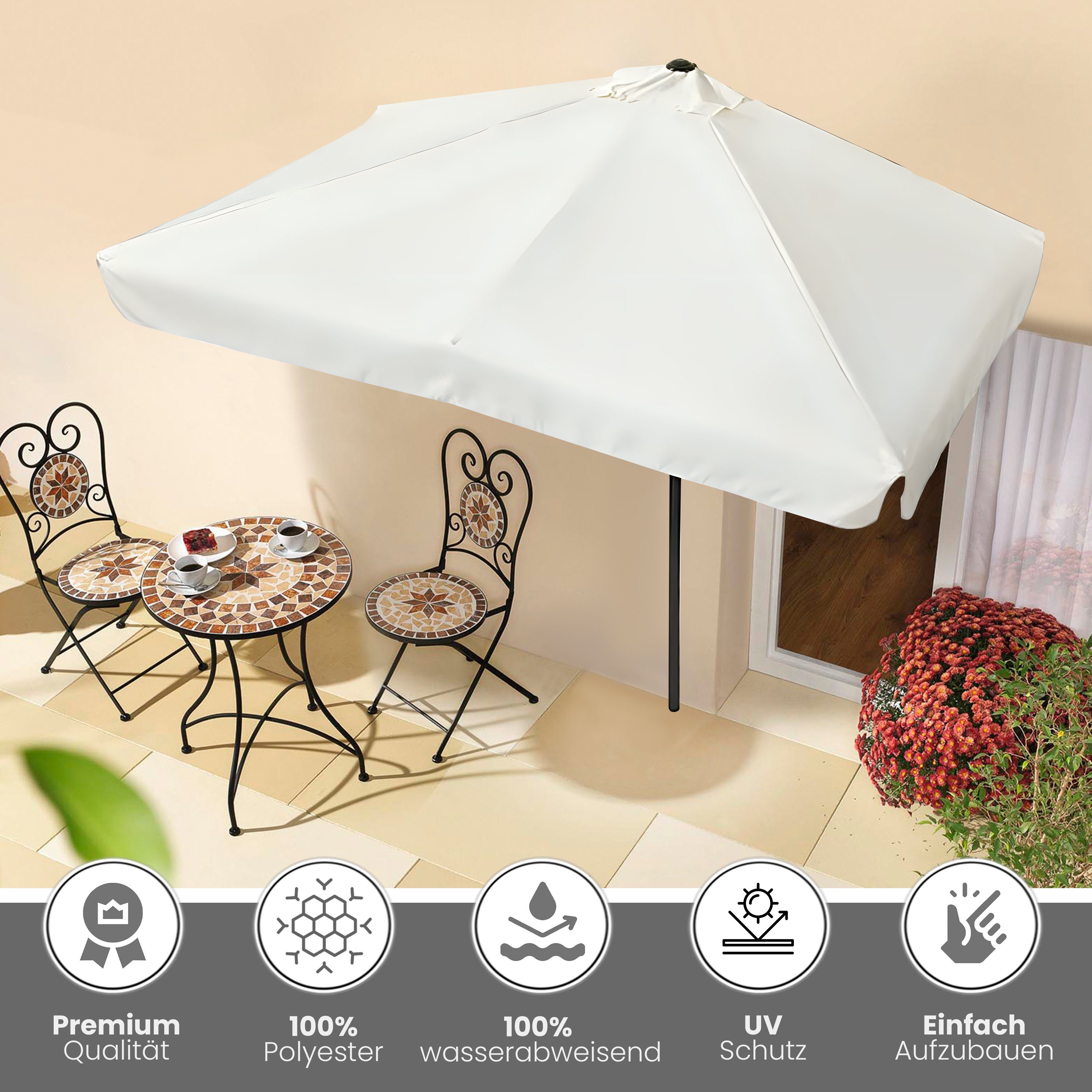 habeig Sonnenschirm Sonnenschirm halbrund rechteckig Wandschirm günstig online kaufen
