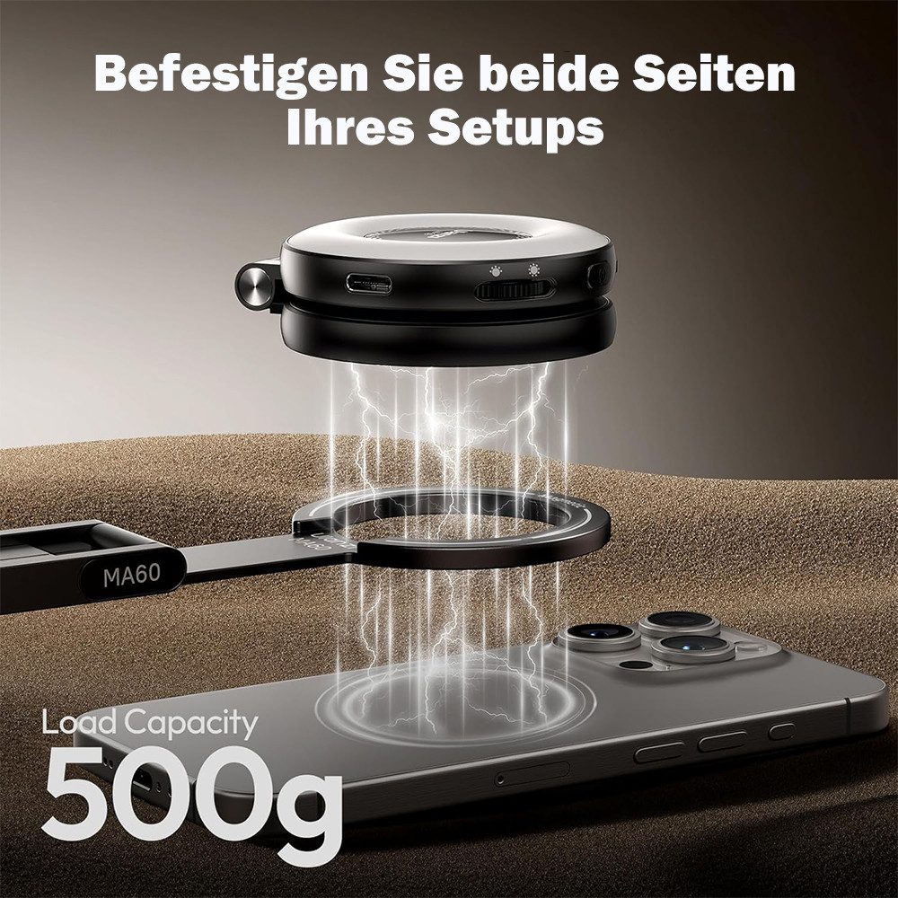AFKSMILE Smartphone-Halterung MA60 Magnetisches Handy-Stativ, 3in1 Aluminium Mini Selfie Stick, (Kompatibel mit iPhone 17 16 15 14 13 12, Magsafe, Sumsung) – Bild 4 von 5