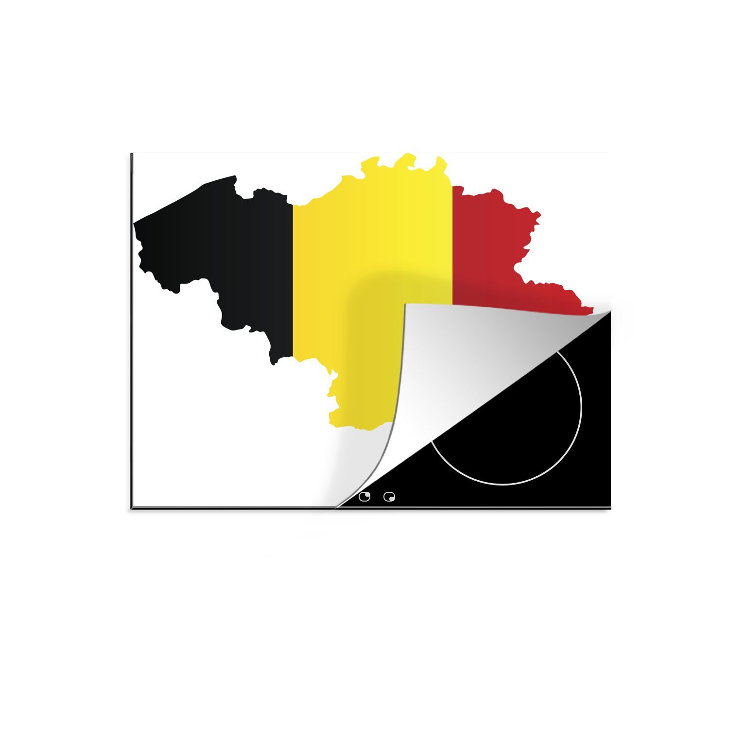 MuchoWow Herdblende-/Abdeckplatte Eine Illustration von Belgien in den Farben der Flagge, Vinyl, (1 tlg), 60x52 cm, Mobile Arbeitsfläche nutzbar, Ceranfeldabdeckung
