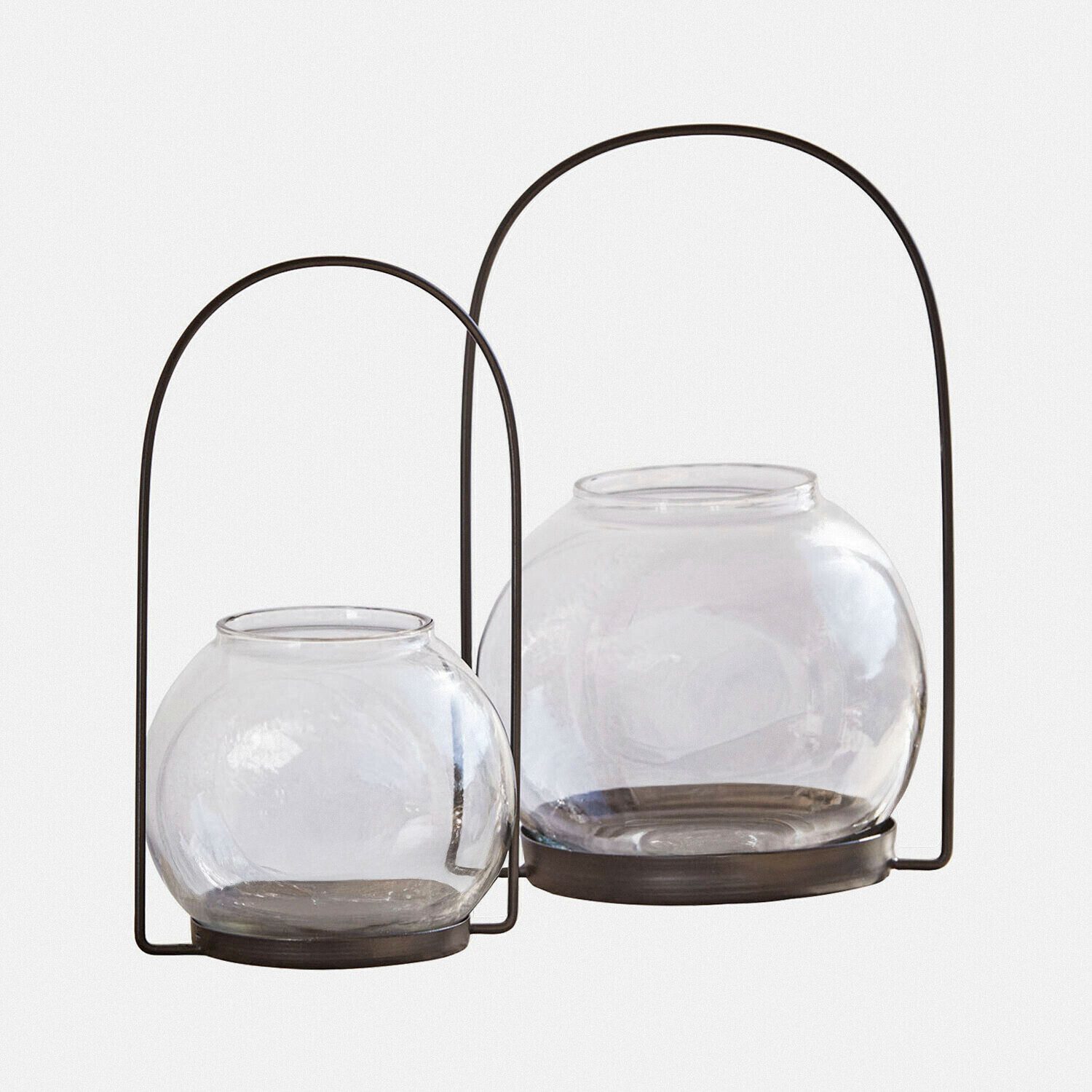 Mirabeau Windlicht Windlicht 2er Set Serenaro antikschwarz/klar (2er Set, 2er Set)