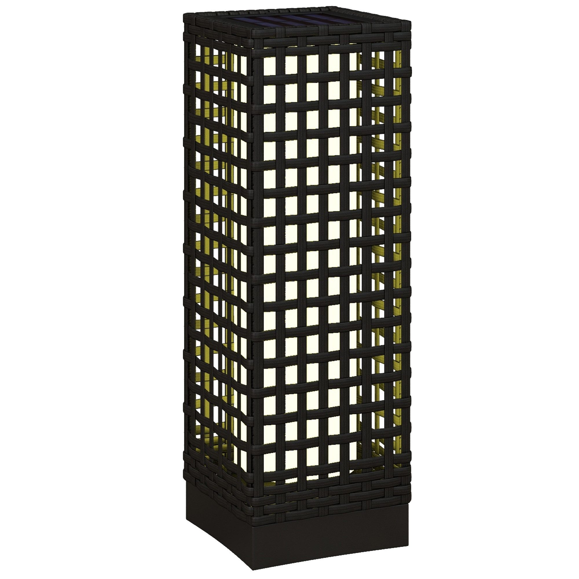 LED Solarleuchte Rattan Solarlampe, Wasserdichte Wegleuchte mit Lichtsensor