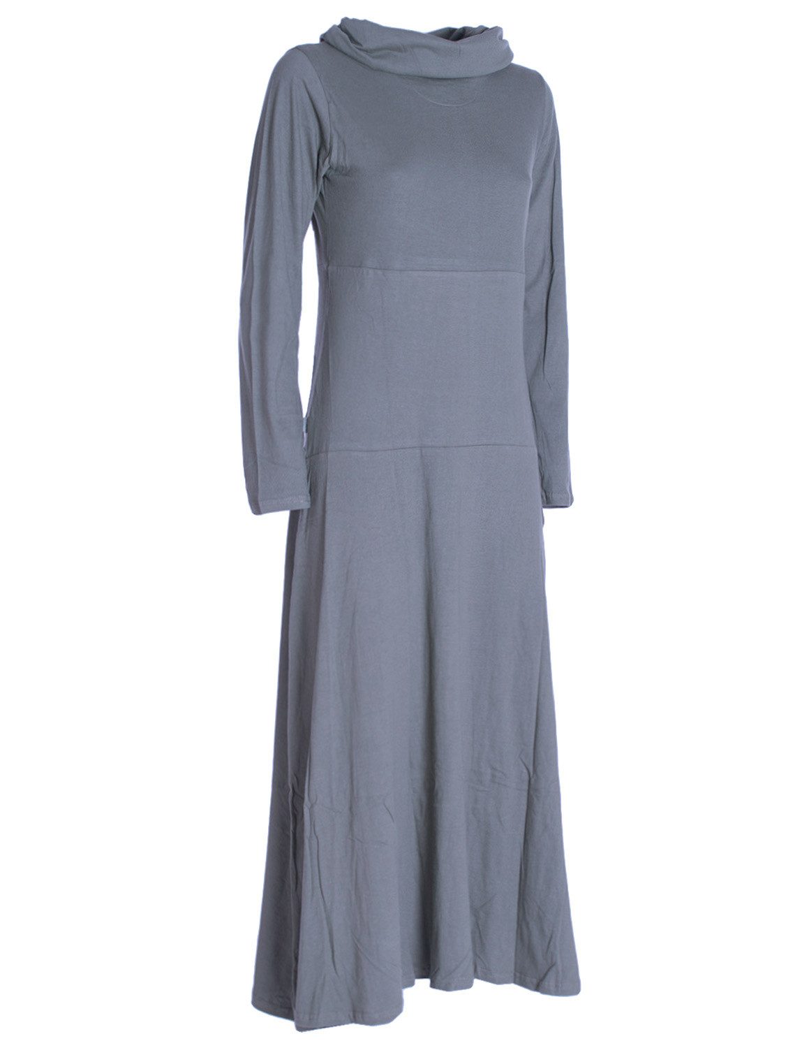 Vishes Maxikleid Damen Maxi-Kleid Baumwolle Casual Rollkragen mit Tasche Alternative Bekleidung, Ethno, Hippie, Retro Style