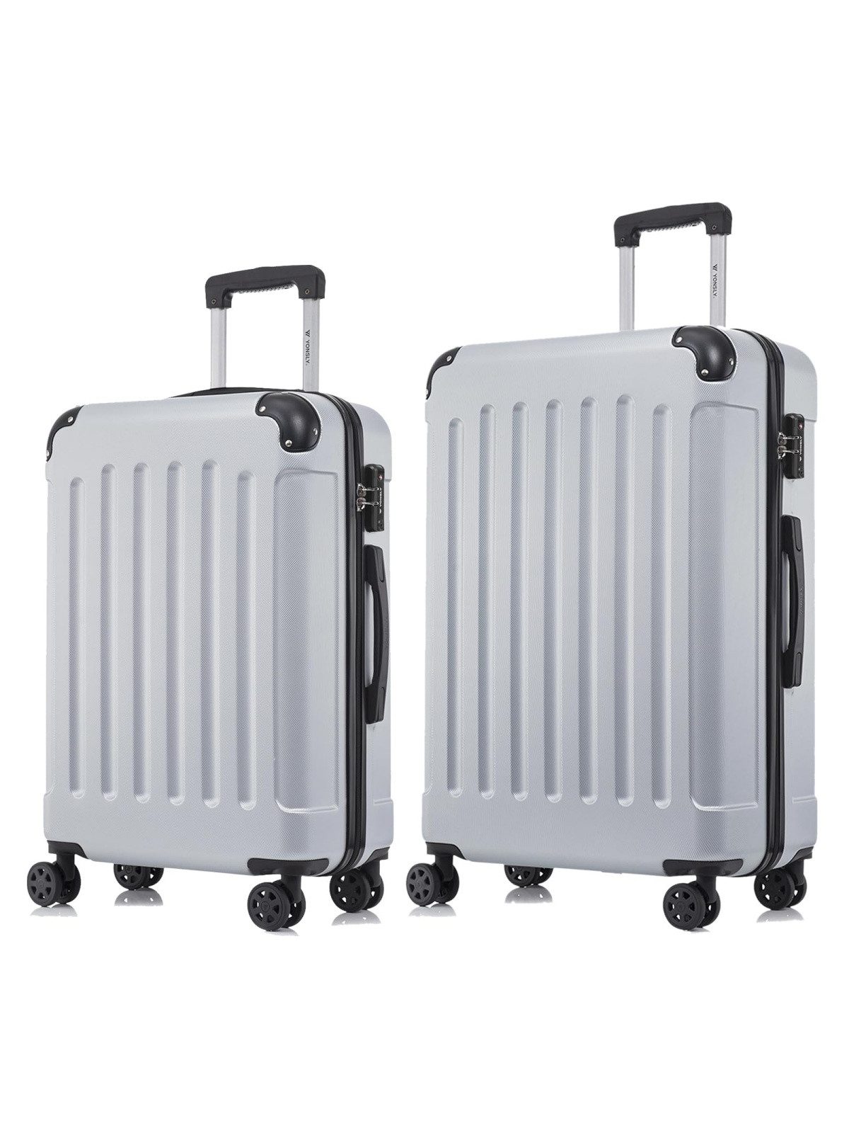 YONSLY Kofferset Premium Hartschalen-Reiseset aus ABS mit robustem YKK-Reißverschluss, 4 Rollen, (Reisekoffer-Set, 2 tlg., L-XL-Set), TSA-Schloss, 360°-Doppelrollen und austauschbaren Rollen und Griffen