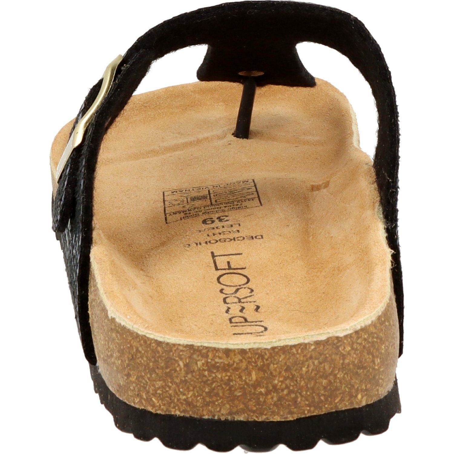 SUPERSOFT »274-709 Damen Pantoffeln Zehentrenner Hausschuhe Leder black  glänzend« Zehentrenner online kaufen | OTTO