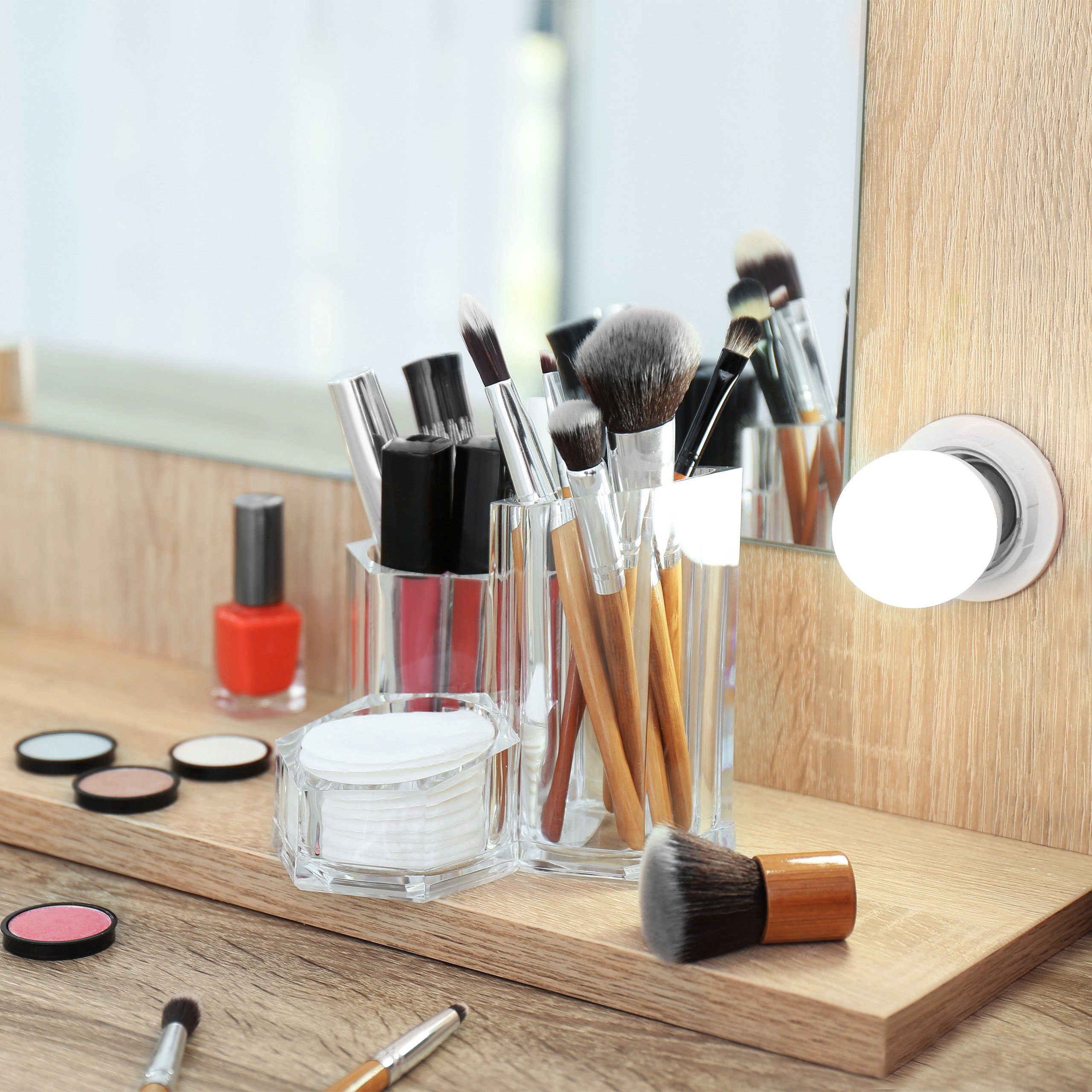 relaxdays Make-Up Organizer Pinselhalter dreiteilig, 3-tlg.