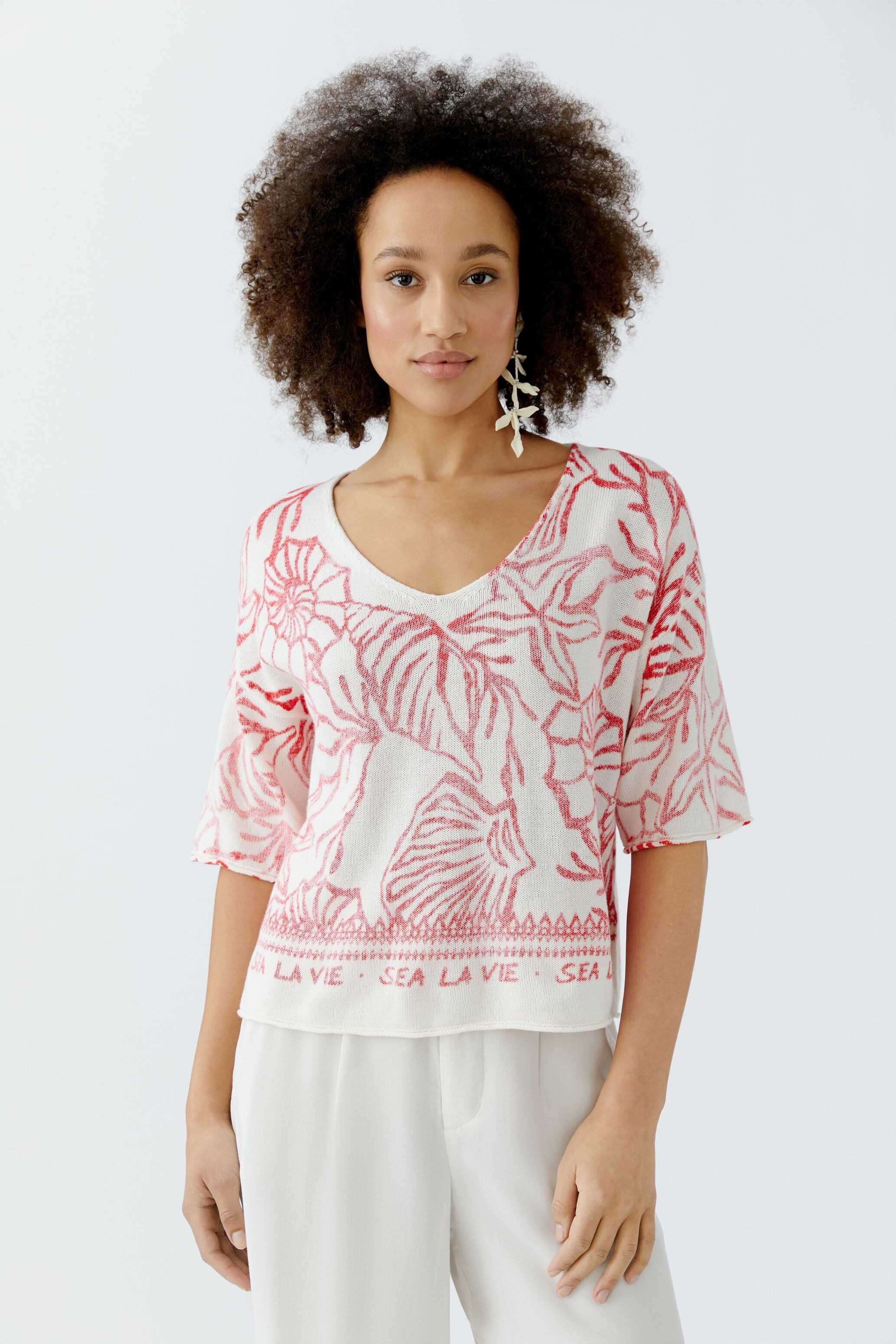 Oui Rundhalspullover Pullover 100% Baumwolle günstig online kaufen