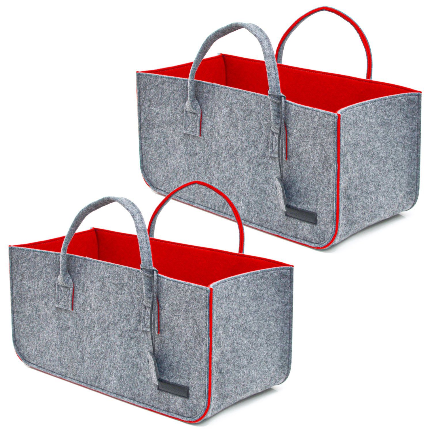 DuneDesign Einkaufskorb 2er Set Filztasche bis 25kg 50x25x25 Shopper Filz, Einkaufstasche Kaminholzkorb