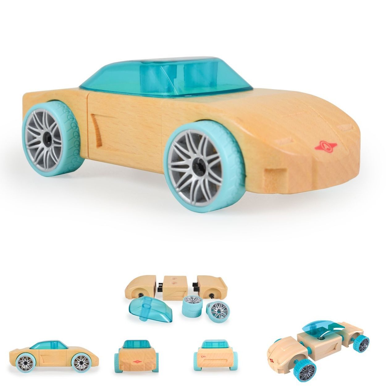 Moni Spielzeug-Auto Mini, Buchenholz, verschiedene Modelle, kleine Autos, ab 4 Jahren, Holzautos