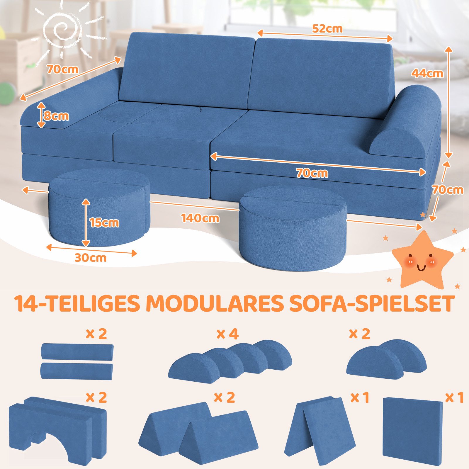 TLGREEN Kindersofa Modulare Kinderspielcouch, Spielsofa für günstig online kaufen