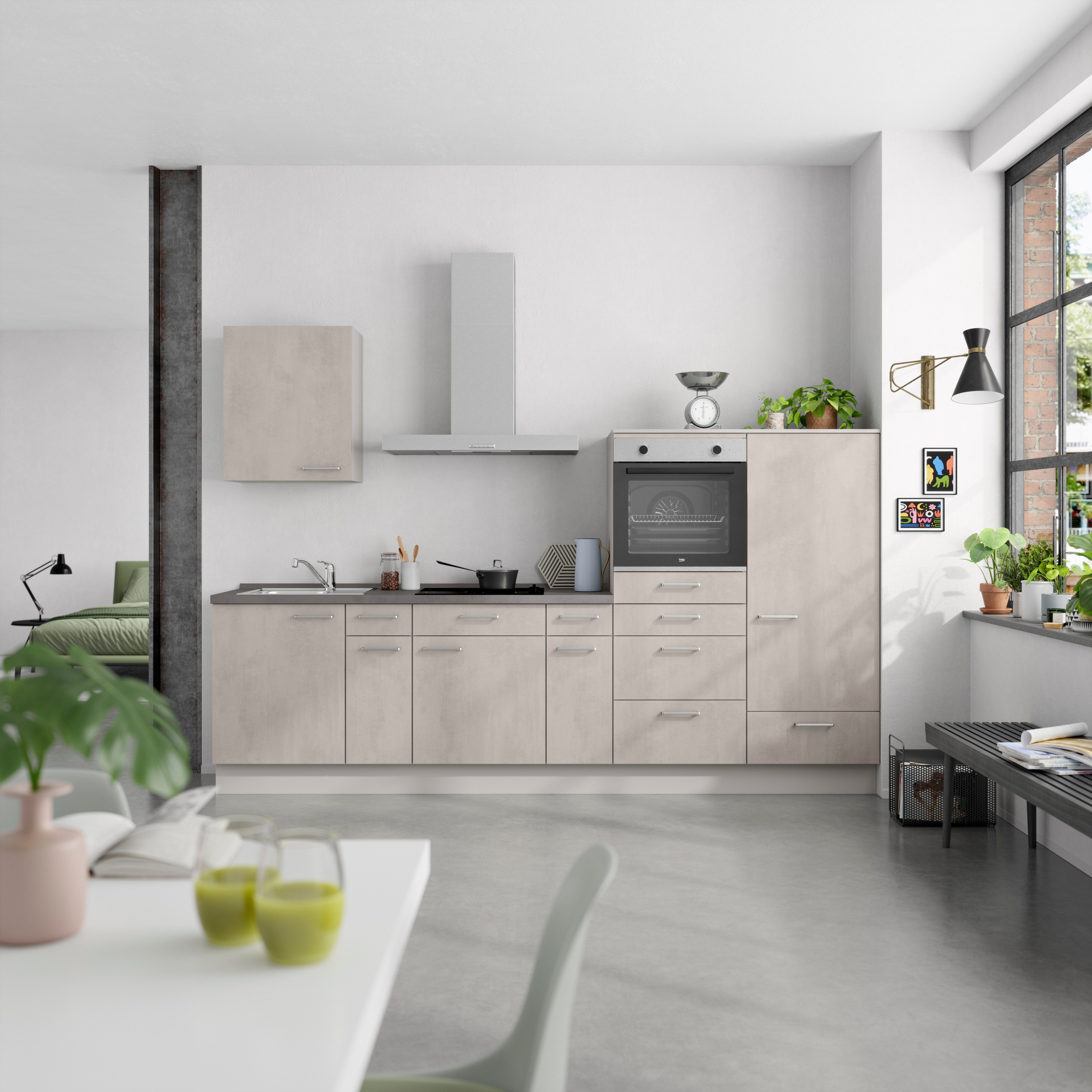 nobilia® Küchenzeile "Riva I", NEU: individuell anpassbar mit gratis Profi-Beratung, vormontiert, Breite 300 cm, Ausrichtung wählbar, wahlw. mit E-Geräten